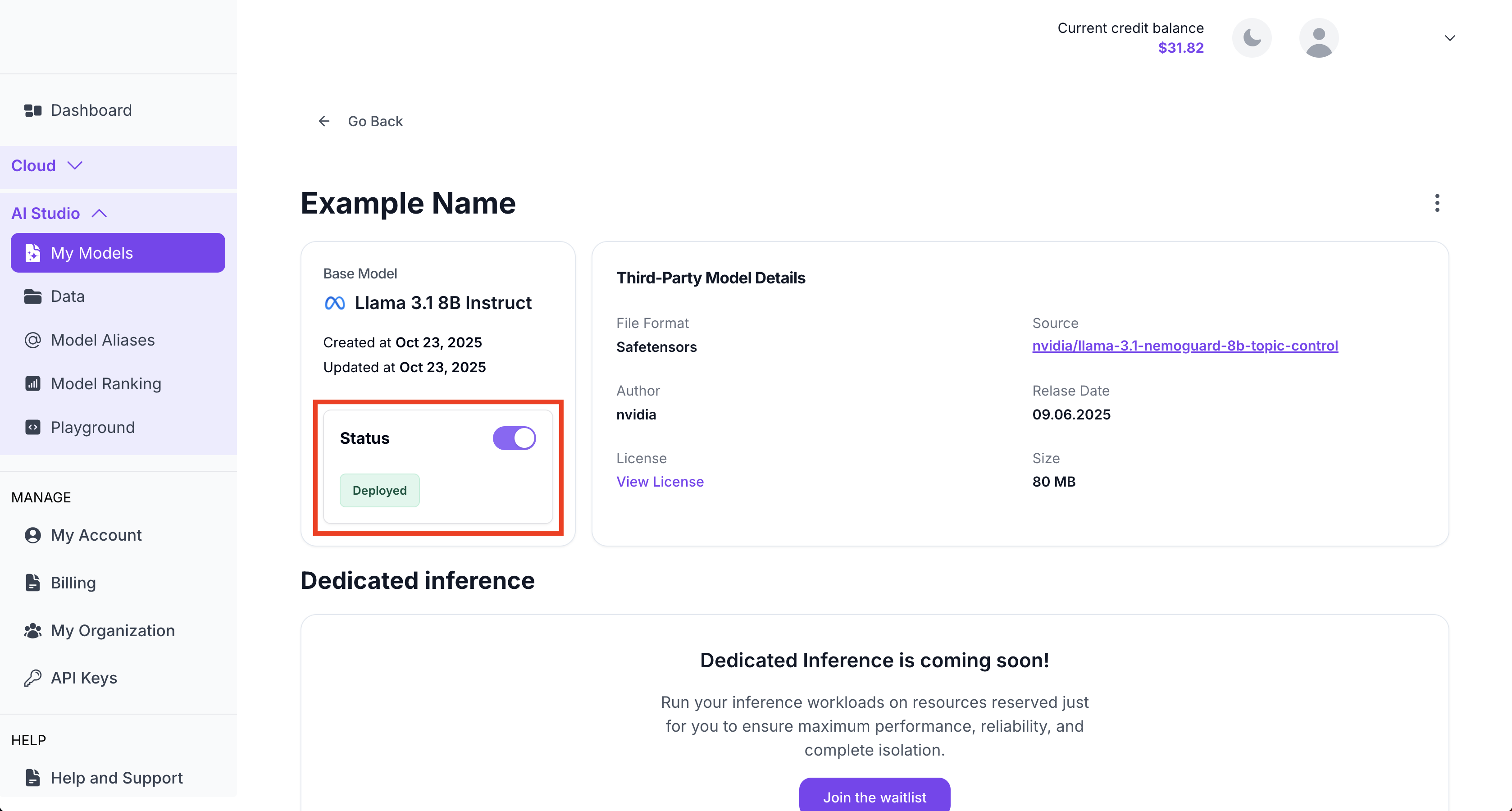 Deploy imported model