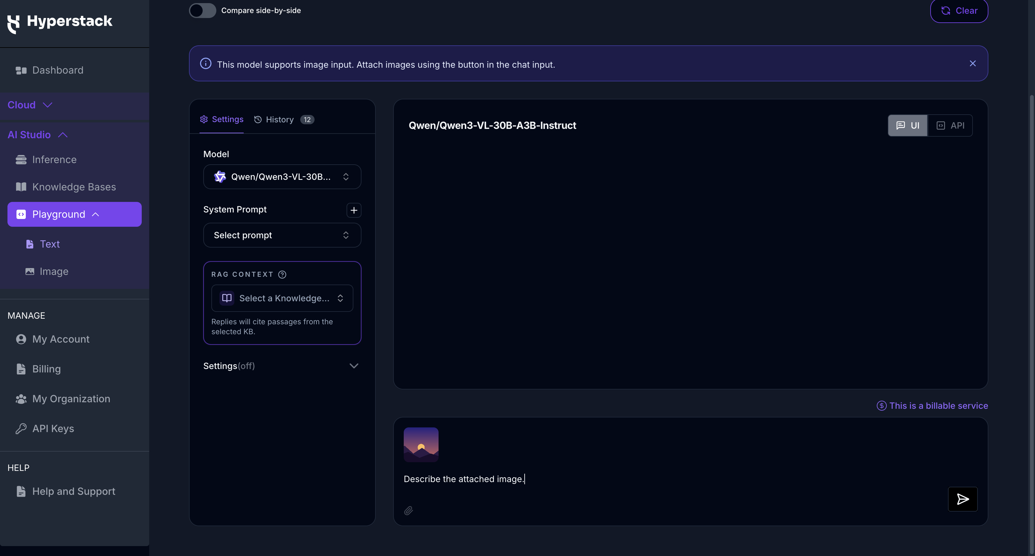 Text Playground - Image attachment