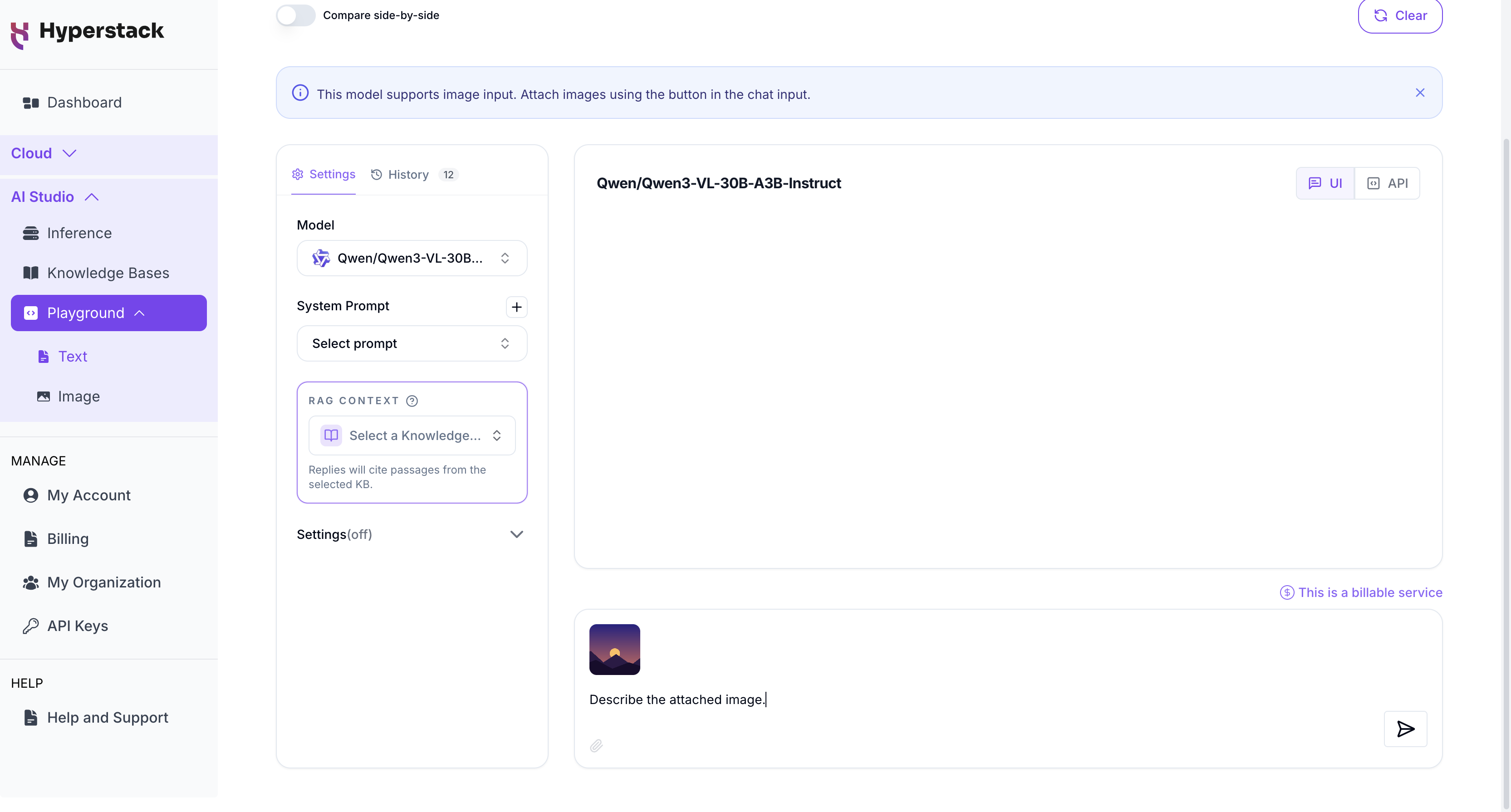 Text Playground - Image attachment